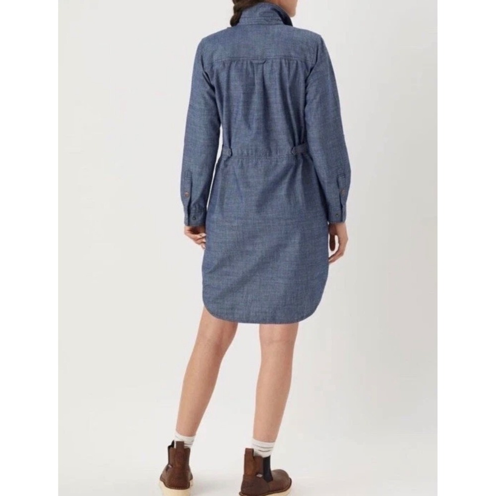 Duluth Trading Co L Womens Rootstock Chambray Utility Shirt Dress Organic Cotton - Picture 2 of 13